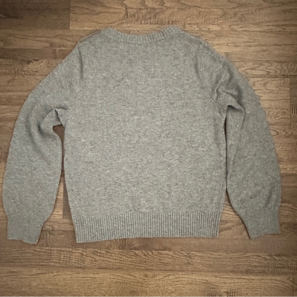 $118 J. Crew Crewneck Sweater with Jeweled Buttons Wool blend, Gray, M, Medium - Picture 6 of 11